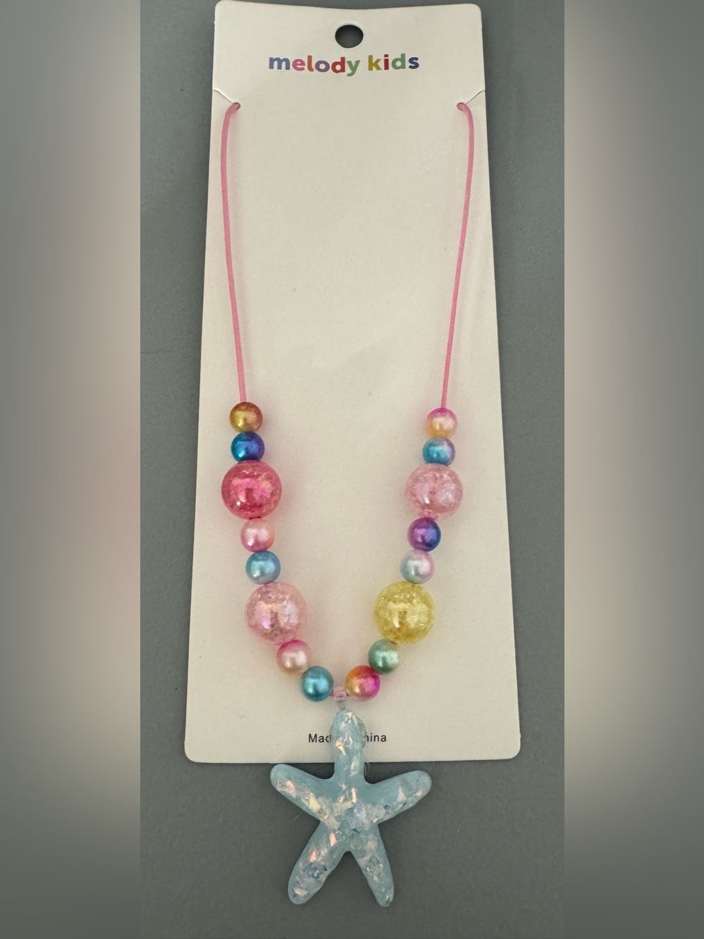 Pink Multicolor Beaded Starfish Necklace